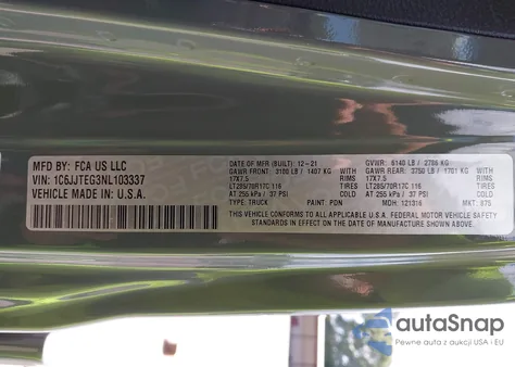 2022 Jeep Gladiator Mojave 4X4 from USA, damaged, VIN 1C6JJTEG3NL103337